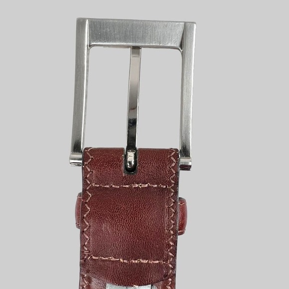 PERRY ELLIS Leather Belt in Brown Men's Size 34 Waist - Picture 6 of 10